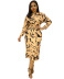 Long-Sleeved Printed Off-The-Shoulder Dress NSGML112351