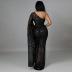 See-Through Sequin Single-Shoulder Prom Dress Without Panties NSCYF112355