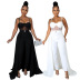 Solid Color See-Through Waist Sling Backless Stitching Jumpsuit NSCYF112361