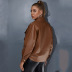Loose Long Sleeve Belt Leather Jacket NSGHW112398
