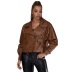 Loose Long Sleeve Belt Leather Jacket NSGHW112398