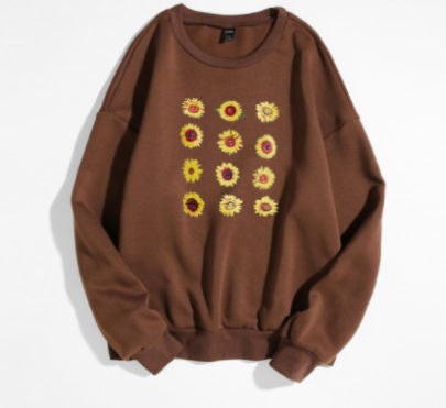 Sunflower Pattern Printing Round Neck Long-sleeved Sports Sweatshirt NSGMX112192