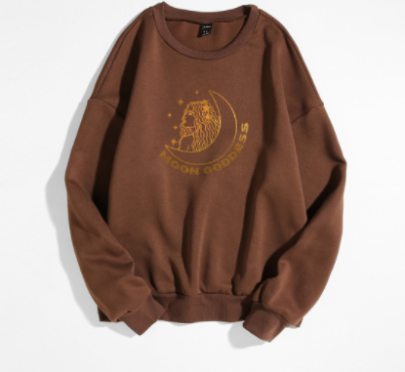 Round Neck Long-sleeved Moon Goddess Letter Printing Casual Sweatshirt NSGMX112190