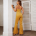 Fitting Sleeveless Open Back Hanging Neck Solid Color Jumpsuit NSYSQ112441