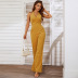 Fitting Sleeveless Open Back Hanging Neck Solid Color Jumpsuit NSYSQ112441