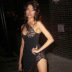Slanted Shoulder Sleeveless Lace Hollow Side Slit Prom Dress NSSMX112494
