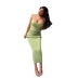 Solid Color Shawl & Tube Top With A-Line High Waist Midi Skirt Set NSSMX112497