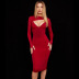 Solid Color High Waist Round Neck Hollow Wrap Chest Dress NSSMX112500