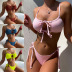Solid Color Sling Lace-Up Bikini 2 Piece Set NSCSM112655