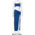 Hanging Neck Backless Solid Color Kink Split Skirt Suit NSHLJ112698