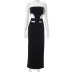Solid Color Tube Top Sleeveless Slit Hollow Dress NSHLJ112717