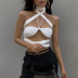 Hanging Neck Tube Top Backless Lace-Up Hollow Vest NSHTL112727