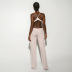 Sleeveless Sling Slim Backless Solid Color Elasticated Hollow Jumpsuit NSSMX112729