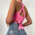 Cross Hanging Neck Baceless Slim Lace-Up Vest NSHTL112745