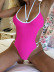 Color Matching Hanging Neck Backless Lace-Up One-Piece Swimsuit NSCSM112778