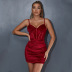 Sling Backless Solid Color High Waist Velvet Pleated Prom Dress NSGHW112789