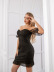 Off-Shoulder Slim Short Sleeve Backless Fine Sparkle Ruffles Mesh Prom Dress NSGHW112791