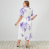 Plus Size Loose Lapel Short Sleeve Flower Print Dress NSWCJ112805