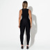Solid Color sleeveless round neck slim hollow Jumpsuit NSSMX112833
