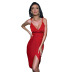 Slit Slim Low-Cut Suspender Prom Solid Color Satin Dress NSGHW112905