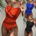 Sling Backless Slim Solid Color Mesh Nylons One-Piece Swimsuit NSCSM112936