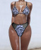 Print Color Matching Stitching Sling Backless Bikini 2 Piece Set NSCSM112938