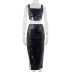 Suspenders Slim Slit Pu Leather Vest Skirt Suit NSPBY112941