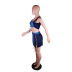 Wrap Chest Tether Sleeveless Color Matching Denim Vest & Skirt 2 Piece Set NSFBS112964