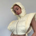 Fleece Cotton Zipper Sleeveless Hooded Lace-Up Warm Jacket NSSWF112999