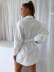 loose lapel long sleeve with belt slim solid color shirt dress NSYI113036