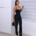 Low-Cut Suspenders Tight High Waist Solid Color Jumpsuit NSMX113080