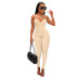 Low-Cut Suspenders Tight High Waist Solid Color Jumpsuit NSMX113080