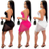 Zipper Solid Color Perspective Tube Top Backless Hollow 2 Piece Set NSFYZ113211