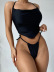 Hanging Neck Backless Lace-Up Solid Color Swimwear 2 Piece Set NSCSM113215