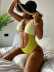 V Neck Hanging Neck Backless Lace-Up Color Matching Or Tie-Dye One-Piece Swimsuit NSCSM113217