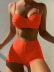 Sling Backless Solid Color Boxer Shorts Three-Piece Swimsuit NSCSM113218