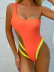 Single Shoulder Sleeveless Hollow Color Matching One-Piece Swimsuit NSCSM113224