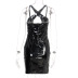 Cross Suspenders Hollowed Out Backless Pu Leather Dress NSPBY113294