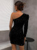 Sequins Single-Shoulder Long-Sleeved Sheath Prom Dress NSYI113320