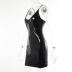 Pu Leather Low-Cut Solid Color Dress NSPBY113352