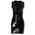 High-Elastic Pu Leather V-Neck Sleeveless Sheath Dress NSPBY113353