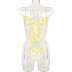 Sling Yellow Flower Embroidery Stitching Mesh Sexy Underwear Suit NSMXF113425
