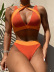 Stitching Hanging Neck Sling Lace-Up Color Matching Swimsuit Set NSCSM113477