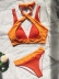 Stitching Hanging Neck Sling Lace-Up Color Matching Swimsuit Set NSCSM113477