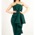 High Waist Slim Tube Top Ruffle Prom Solid Color Dress NSGML113491