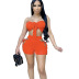 Lace-Up Wrapped Chest High Waist Tight Solid Color Top & Shorts Suit NSMX113502