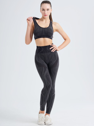 High Waist High Elastic Knitted Bra Trousers Two-piece Yoga Set NSOUX113641