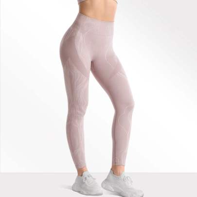 Print Solid Color Hip-lifting High-elastic Slim High Waist Yoga Pant NSOUX113653