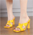 Square Head Thick High Heel Stone Pattern Sandals NSSO113724