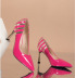 Pointed Toe Patent Leather Shallow Mouth Color Matching Stiletto Shoes NSSO113726